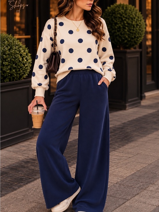 Zenana Outfitters Pants - Zenana DK Navy Fleece Wide-Leg Lounge Pants